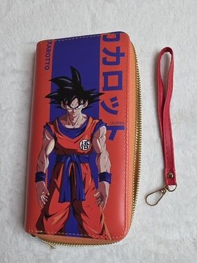 Anime Karotto Zip-Around Wallet with Wristlet Naruto - Red/Blue